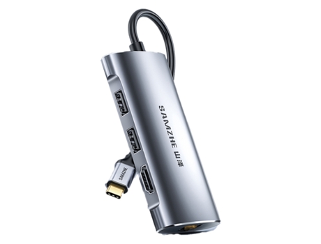 Adaptador SAMZHE Th-02 5In1 Type-C a Hdmi 2Usb2.0 1000Mbps Pd para Huawei Mate40/P50 S20
