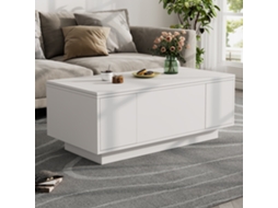 Mesa De Centro Moderna Mecanismo De Elevação Duplo Com Arrumação Oculta Capacidade De Carga Até 50 Kg Branco Mobrio