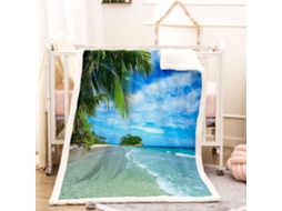 Manta com Estampa de Paisagem Marít em Microfibra 130x150cm