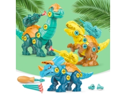 Primerox 3 Pack Brinquedos Dinossauros Montar Desmontar com Disparo Presente para Crianças