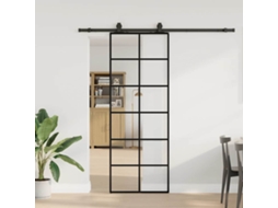 Vidaxl Porta Deslizante C/ Conj. Ferragens 76x205cm Vidro Esg Preto