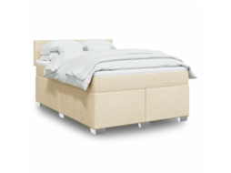 Vidaxl Cama Com Molas/colchão 160x200 Cm Tecido Cor Creme