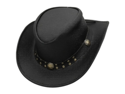 Boné de couro estilo cowboy 2026, com aba longa e copa grande, para homens e mulheres.