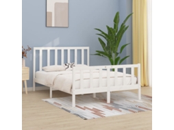 Estrutura De Cama 160x200 Cm Madeira Maciça Branco