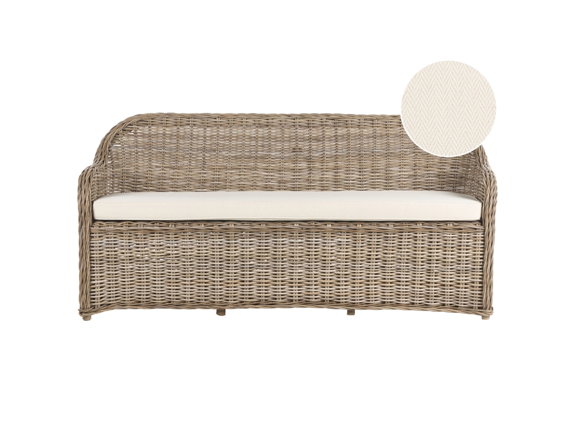Banco De Jardim Com Almofada Beliani Susua De Rattan Natural 189x66x87
