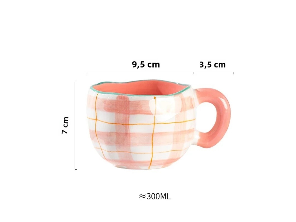 (estilo 4) Xícara De Café De Cerâmica Estilo Coreano De 300ml, Com Padrões Irregulares De Flores E Corações Pintados À Mão.