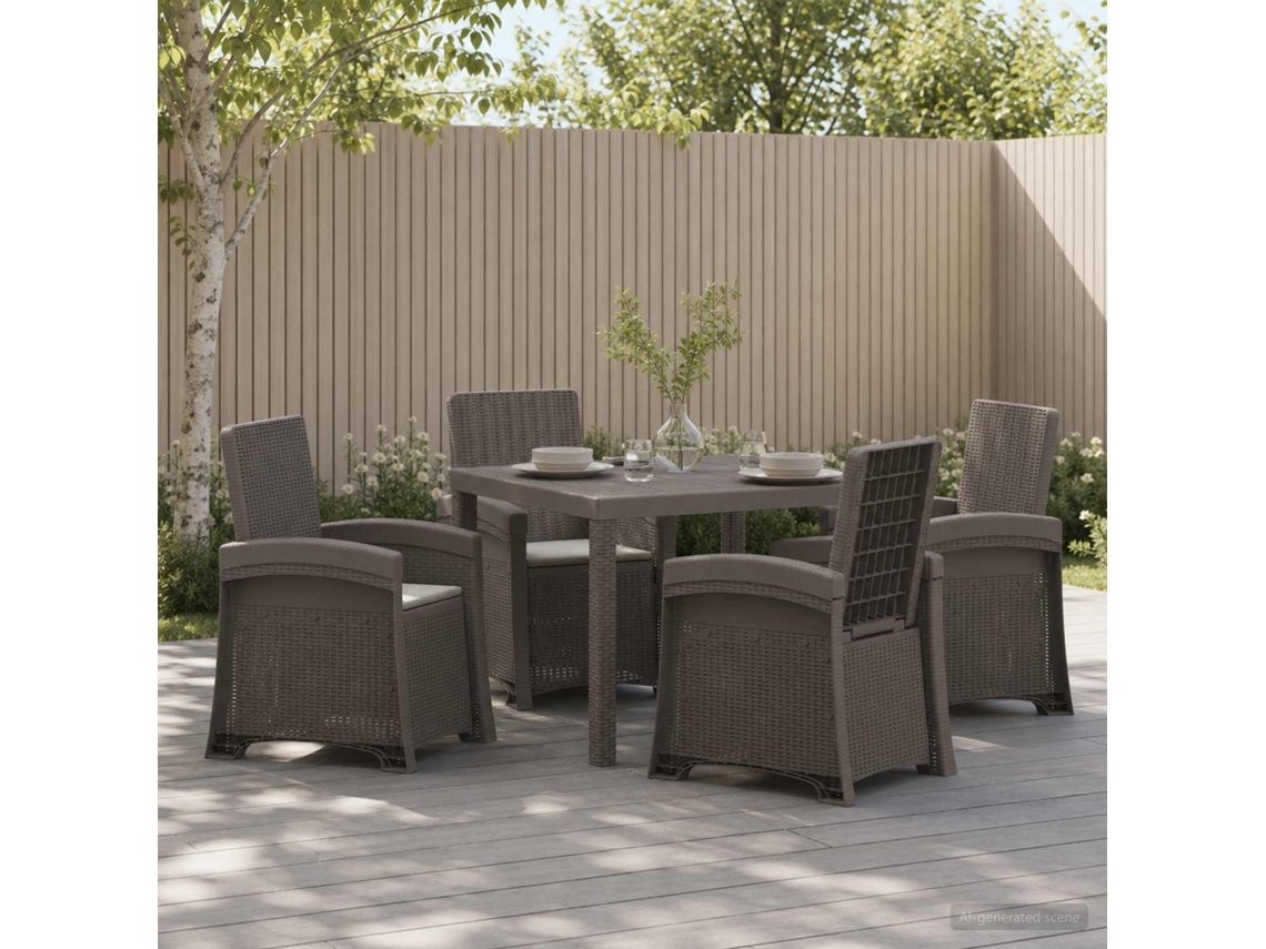 Vidaxl Conjunto De Jantar Para Jardim 5 Unid. Cinzento-claro Pp