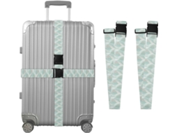 Conjunto De 2 Cintas Bagagem Azul Claro Com Padrão Geométrico Para Malas, Cintas De Viagem, Acessórios Para Cintos