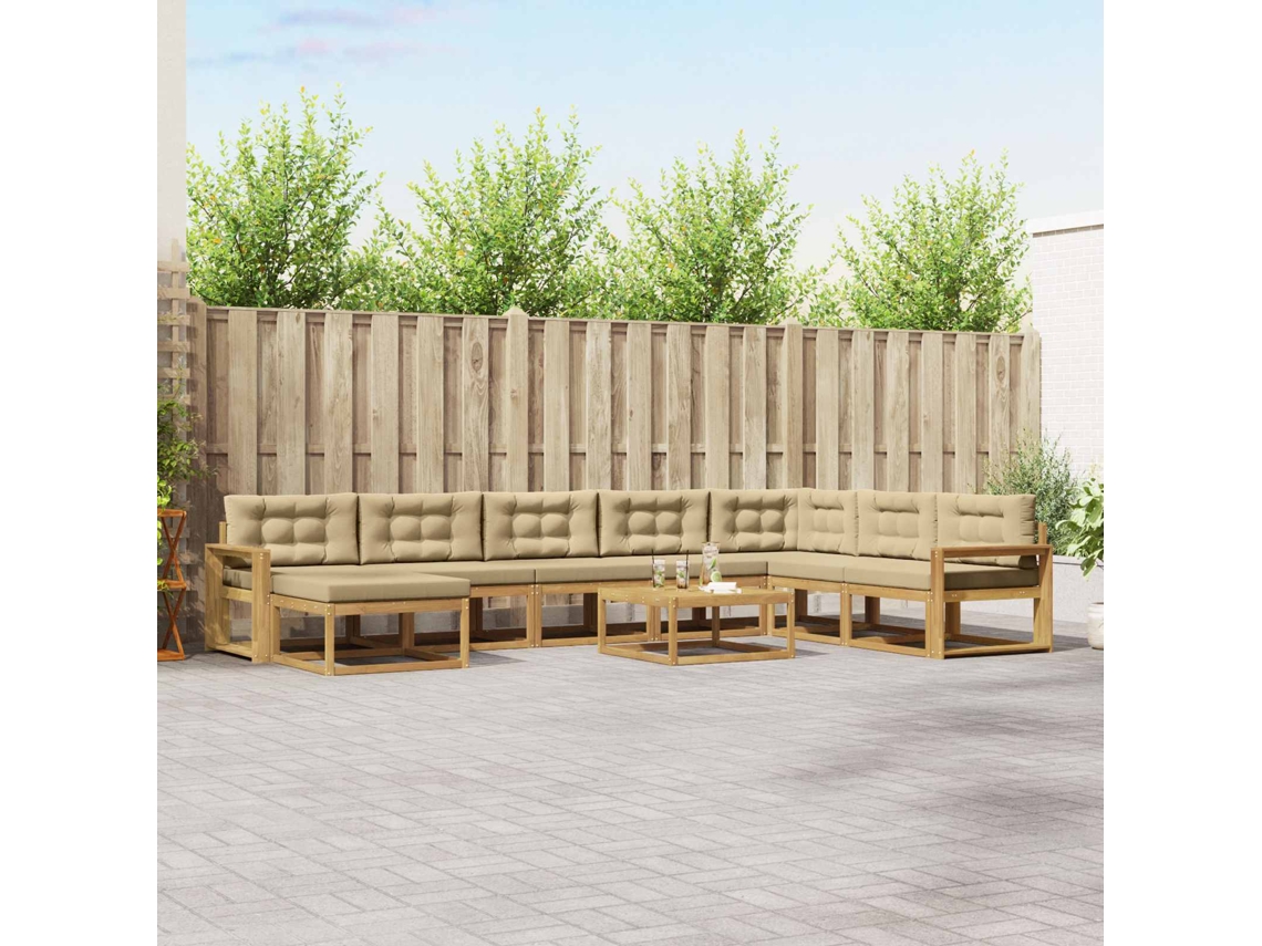 Vidaxl Conjunto De Sofás Para Exterior 9 Unid. Branco E Bege