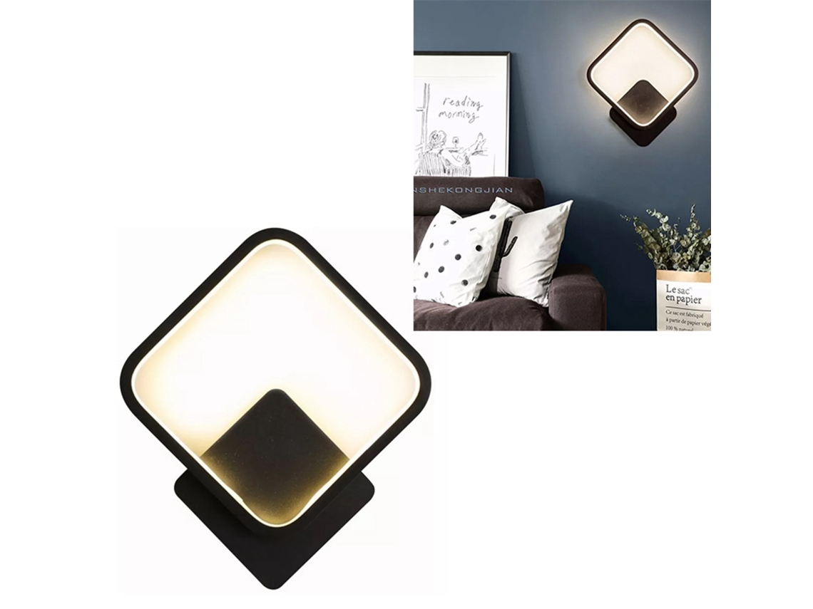 Rebe-lâmpada De Parede Led Moderna Quadrada Preta Tricolor Para Quarto Sala Interior Exterior Lar 110v