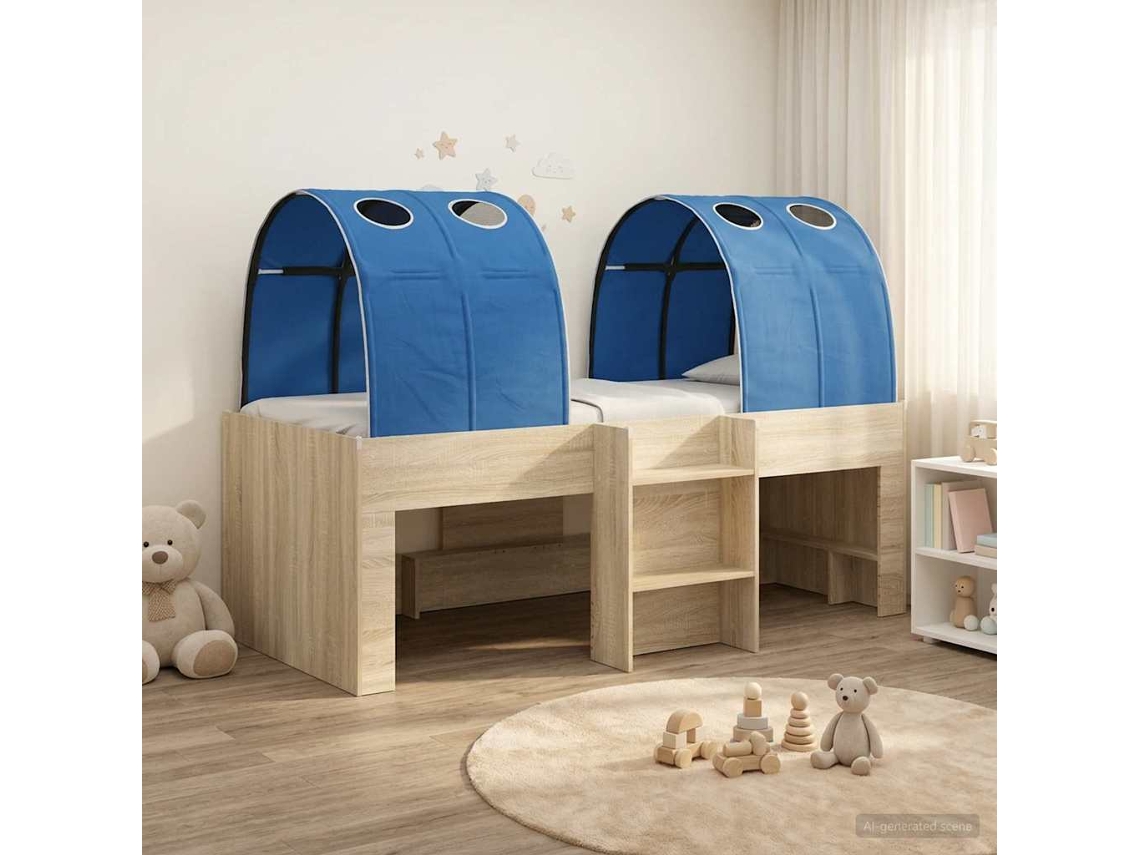Vidaxl Cama Com Túnel 3 Unid. Carvalho Sonoma E Azul