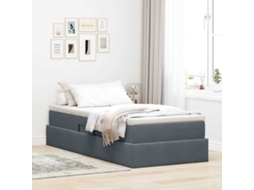 Vidaxl Cama Com Arrumação E Colchão Cinza Escuro 90 X 190 Cm Veludo