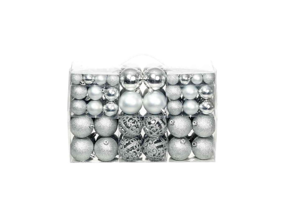 Vidaxl Conjunto De Bolas De Natal 100 Pcs 3/4/6 Cm Prateado