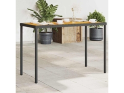 Vidaxl Mesa De Jardim Com Tampo Em Acácia 115x54x74 Cm Vime Pe Preto