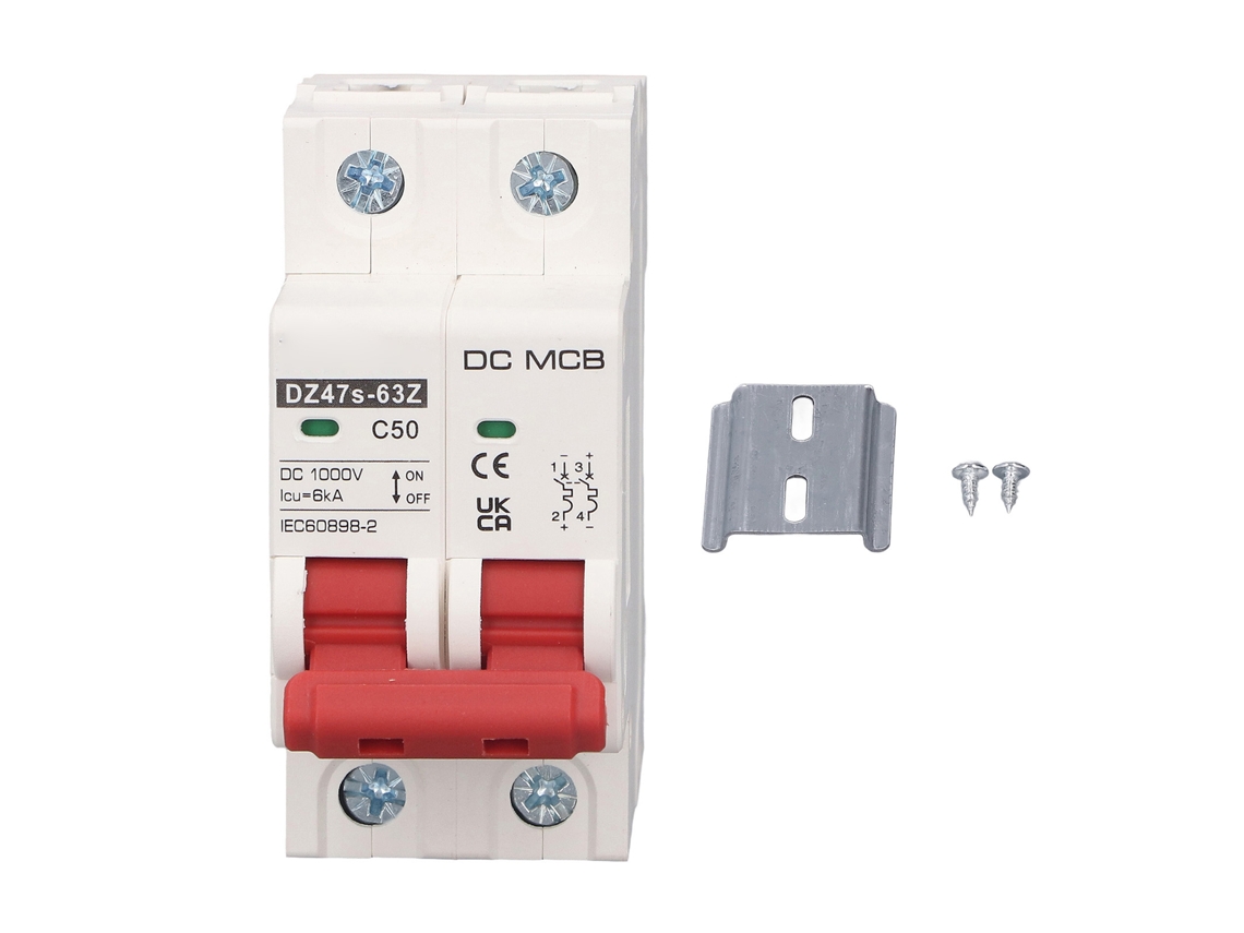 Disjuntor De Circuito Dc Miniatura 2p 50a Para Sistema Solar Sunflare