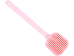 Escova De Banho Silicone Rosa Com Cabo Longo Para Esfoliação Corporal E Das Costas, Uso Diário, Para Mulheres