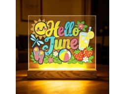 Luminária Noturna Diy June Com Base De Madeira Para Adultos E Iniciantes, Decoração De Mesa Com Base Madeira Para