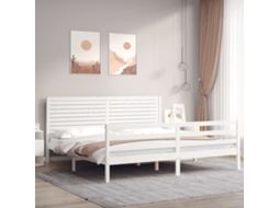 Vidaxl Estrutura De Cama Com Cabeceira 200x200cm Madeira Maciça Branco