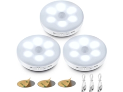 luz Noturna Led Automática 3 pack com Sensor de Movimento, 3 Modos, Recarregável Branca