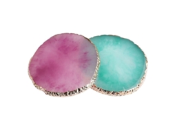 2 Paletas de Arte de Unhas de Resina com Borda Dourada, Coreto para Misturar Cor, Roxo e Verde