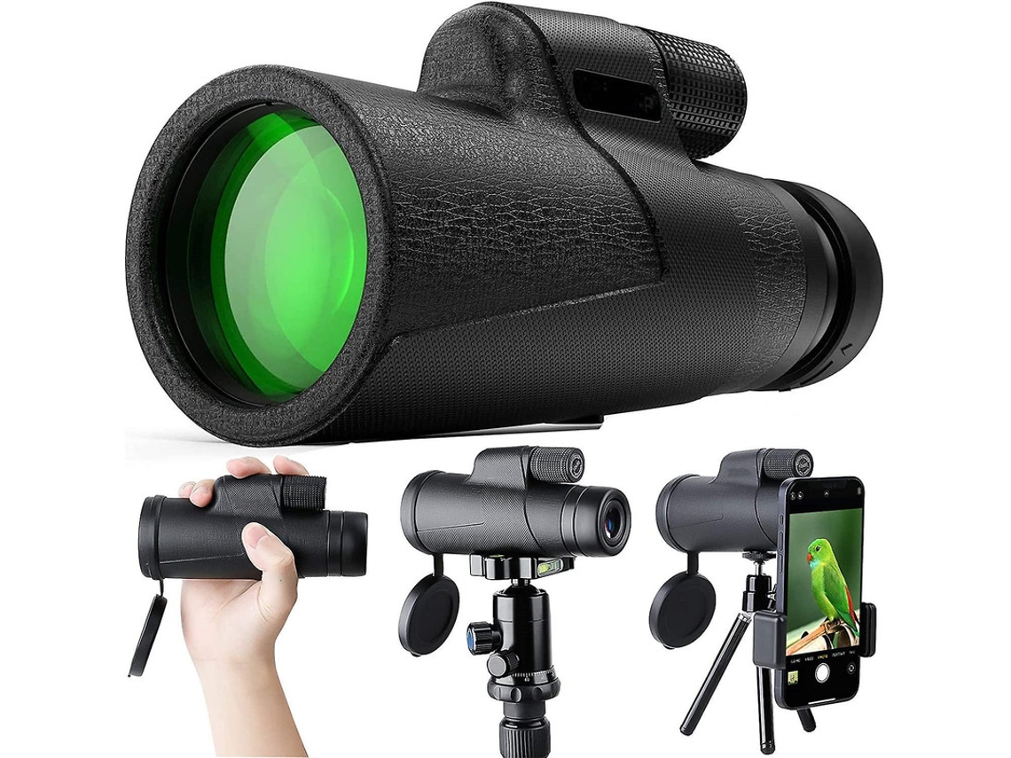 Telescópio Monocular 12x50 Hd Bak4 Prisma Ip68 Adaptador Smartphone Tripé Vida Selvagem Acampamento Viagem Preto Bestvite