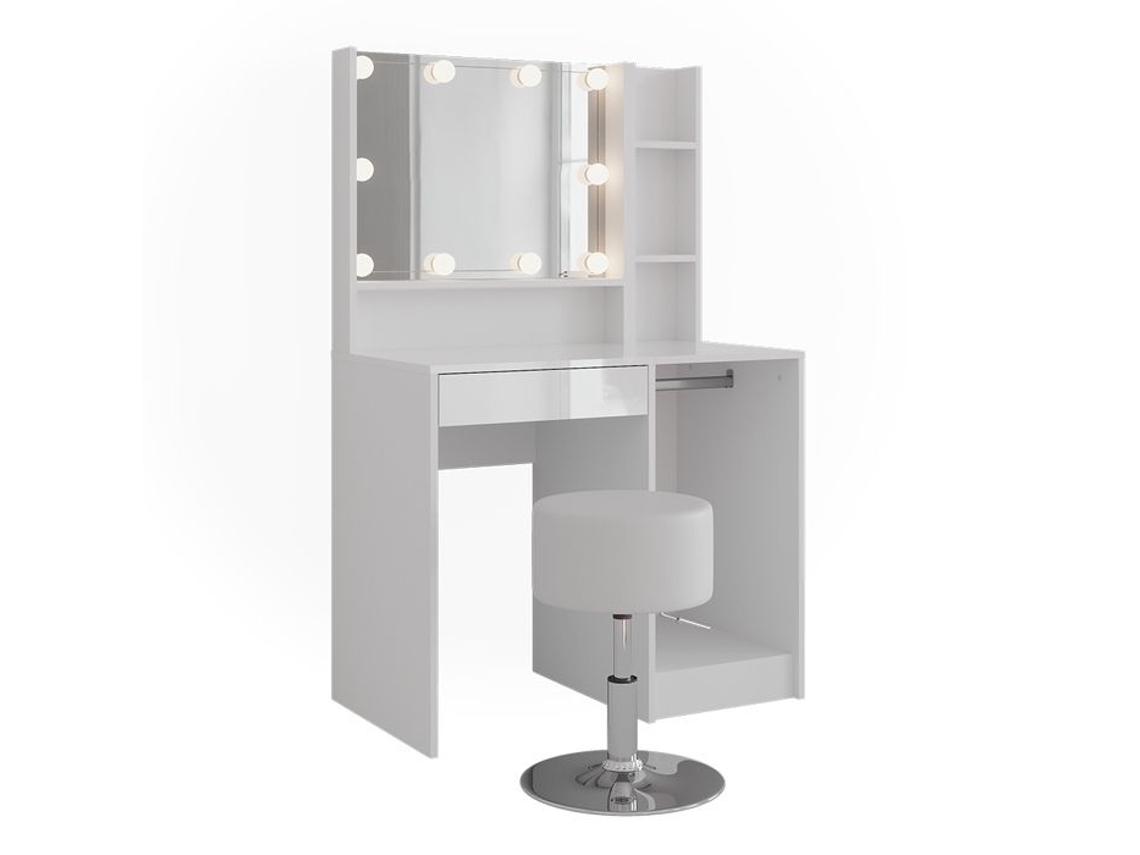 Coiffeuse Sherry, 89.8cm 5 Partes, Branco/branco Brilhante, Vicco Opt.2