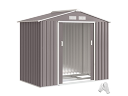 Galpão de Jardim 213x130x185 Cm Galpão Metálico Externo para Armazenamento de Ferramentas Cinza Ge