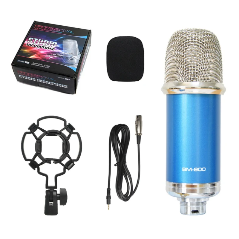 Microfone Condensador para Estúdios de Gravação de Karaokê e Transmissões Ao Vivo MDUG (azul)