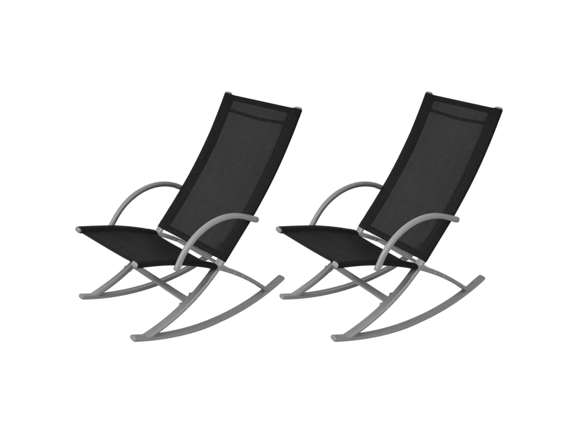 Cadeiras De Baloiço Jardim 2 Pcs Aço E Textilene Preto Dkd Home Decor