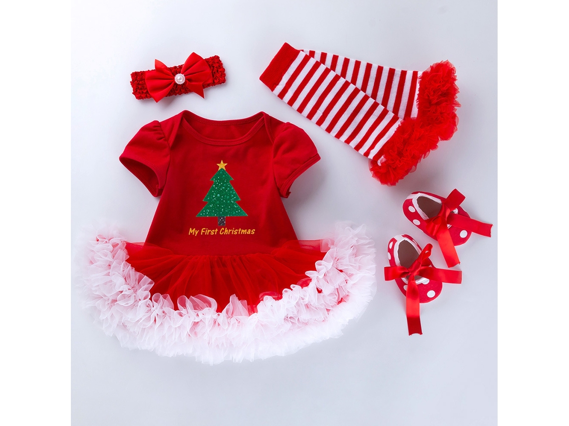Conjunto de Saia Macacão de Bebê de Roupas de Natal 80Cm