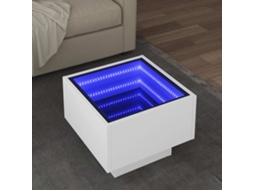 Vidaxl Mesa De Apoio C/ Leds 40x40x30 Cm Derivados De Madeira Branco