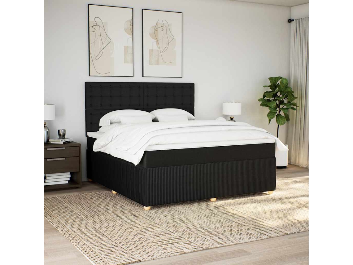 Vidaxl Cama Com Molas/colchão 180x200 Cm Tecido Preto