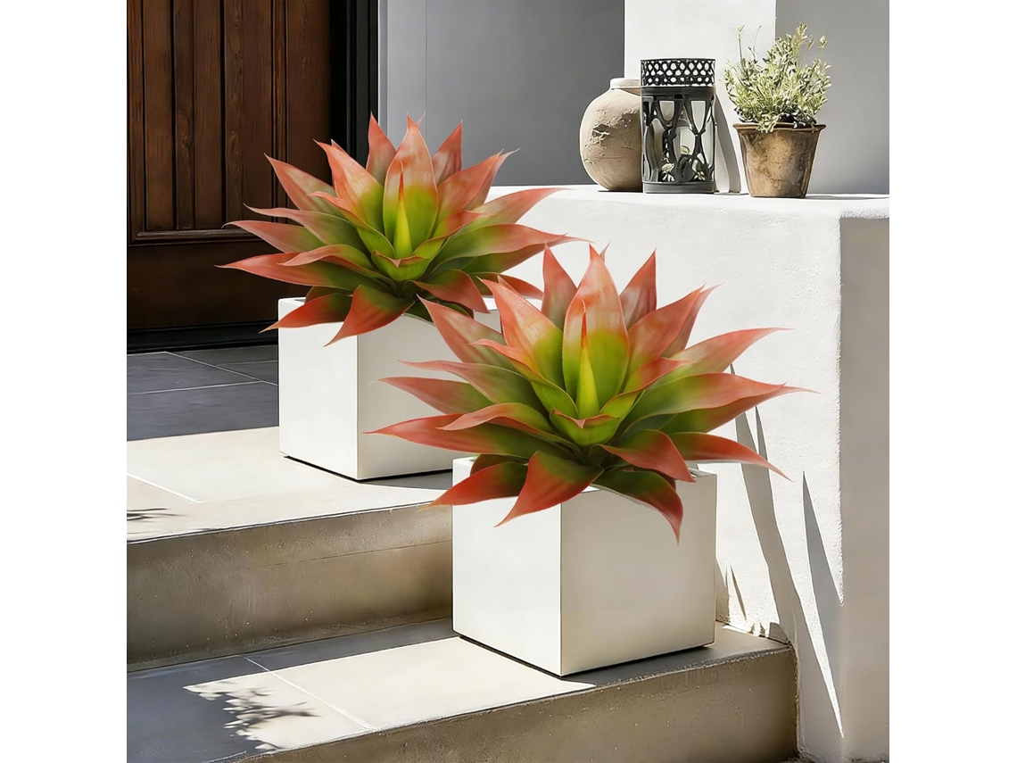 Conjunto Vitalismo Com 2 Plantas Artificiais Realistas Para Uso Interno E Externo, 65 Cm De Largura, Perenes E