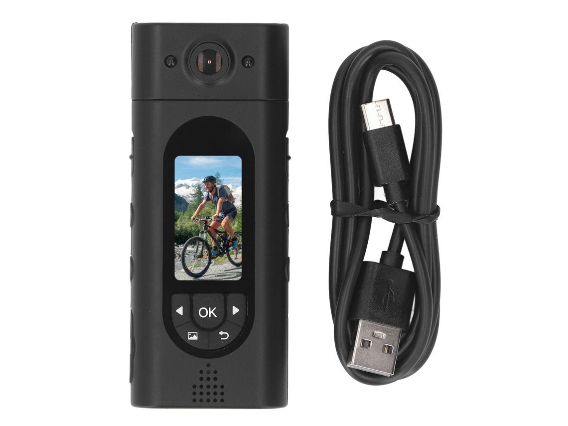Câmera Corporal Portátil 4k com Clip Magnético Lente Rotativa 180° Tela 1.47 Polegadas
