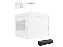 Tenda Dobrável Pop-up 248x248x270 Cm Com 4 Paredes Laterais Anti-uv Altura Ajustável E Bolsa De Transporte Branco