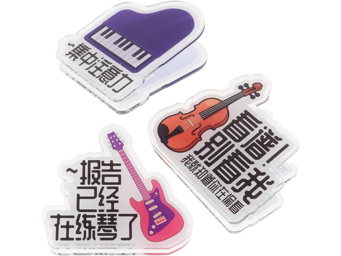 Conjunto Beaupretty De 3 Prendedores Partitura Piano, Guitarra E Violino, Resistentes, Compactos E Portáteis