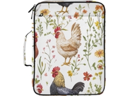 Pasta Expansível Com Estampa Floral De Galo Fofo, Branca, Organizador De 3 Argolas Com 7 Bolsos Sanfonados Escola