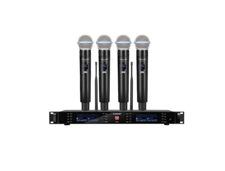 Microfones Sem Fios Goeik G-Mark de 4 Canais Ajustáveis para Karaoke Igreja Ou Festas