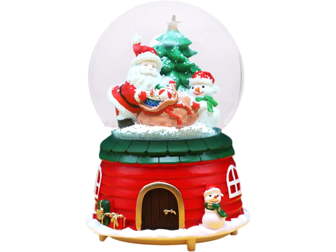 Caixa De Música De Natal, Globos De Neve Com |, Casa Pintada À Mão