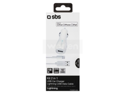 Kit Carregador USB p/ carro SBS c/ cabo Lightning