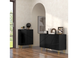Buffet Hall Entrada Preto 120x40x75 Cm 3 Portas Prateleiras Ajustáveis ZIWEI STORE