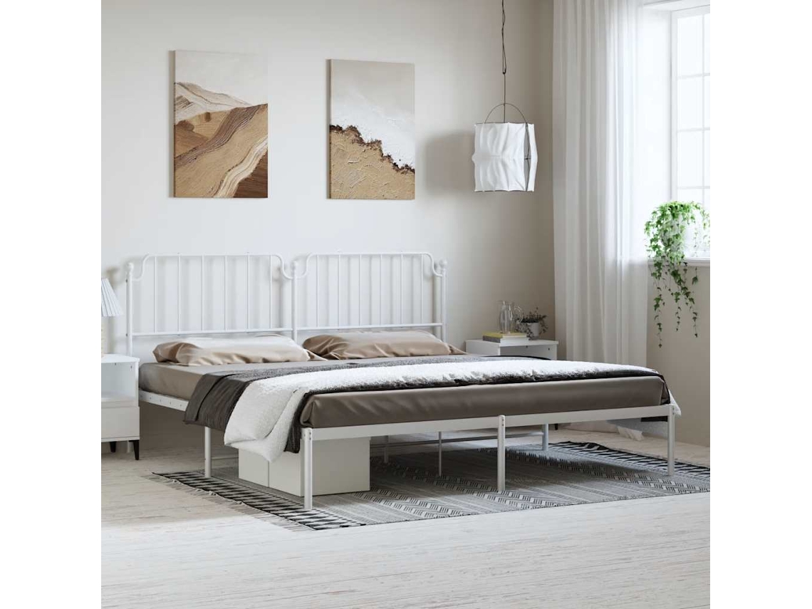 Vidaxl Estrutura De Cama Com Cabeceira 183x213 Cm Metal Branco