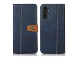 Capa De Couro Com Textura De Bezerro E Linha De Costura Para Samsung Galaxy A14 5g