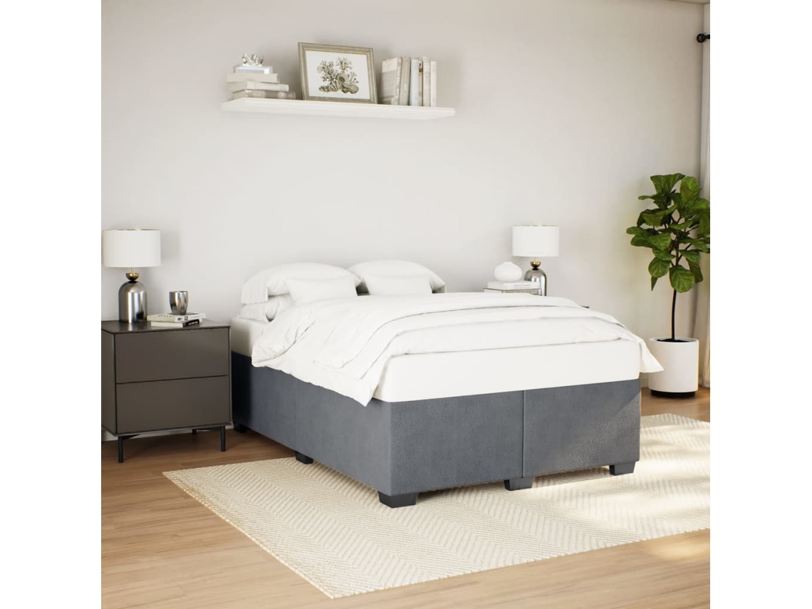 Vidaxl Estrutura De Cama Sem Colchão 140x200 Cm Veludo Cinzento-escuro