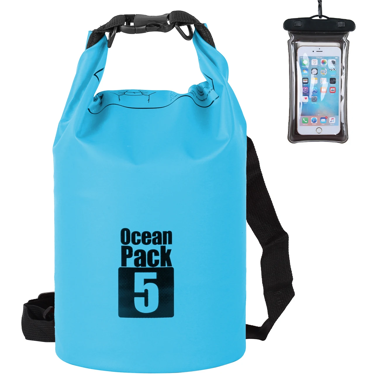 (azul, 5l) Bolsa De Armazenamento Externa Impermeável Em Pvc, Adequada Para Caiaque, Rafting, Camping Na Praia, Caminhadas, Etc.