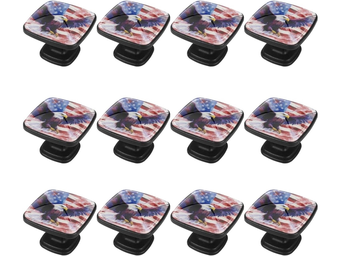 Puxadores Quadrados Para Armários De Cozinha, Puxadores Para Armários E Gavetas, 12 Peças, Bandeira Americana E Águia