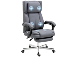 Cadeira de Escritório com Massagem, Reclinável, Apoio para os Pés Extensível, Linho, Cinza, 65x61x118 Cm, ZENCORE SERVICES