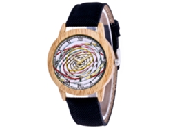 Relógio de casal Zhoulianfa Quartz com pulseira de lona e mostrador redondo (preto)