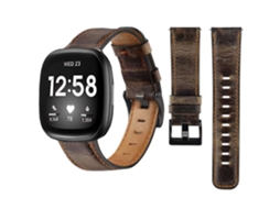 Bracelete Classic Vintage em Pele Ecológico Fitbit by Google Versa 4 Café
