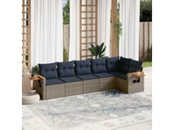 Vidaxl 6 Pcs Conjunto Sofás P/ Jardim C/ Almofadões Vime Pe Cinzento